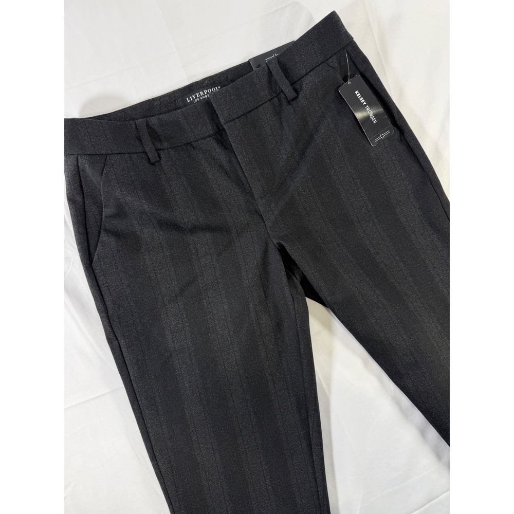 Liverpool Kelsey Trouser Pants Gray Black Multi Stripe Ankle Dress Pants 4/27